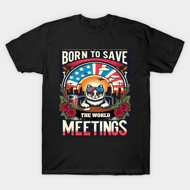 Born to Save the World, Stuck in Meetings T-Shirt by fantastic-designs